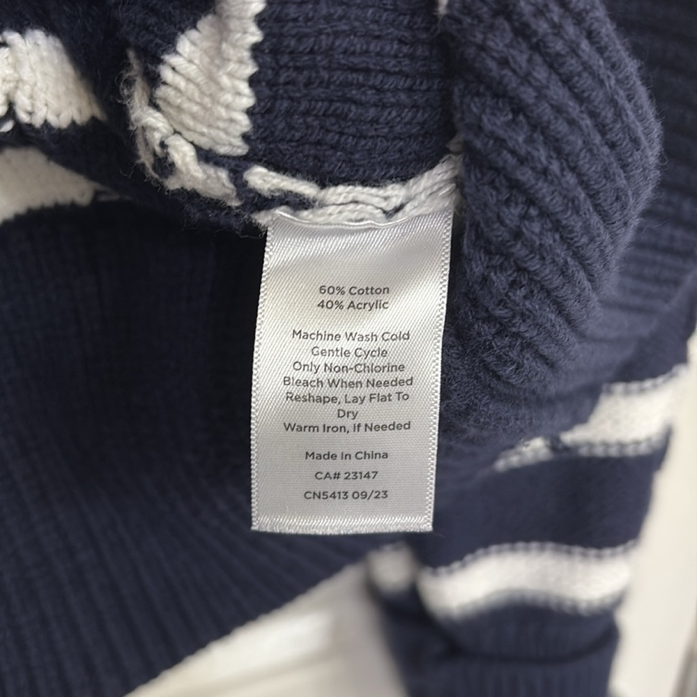 Talbots Nautical Blue and White Cardigan Sweater - Picture 5 of 8
